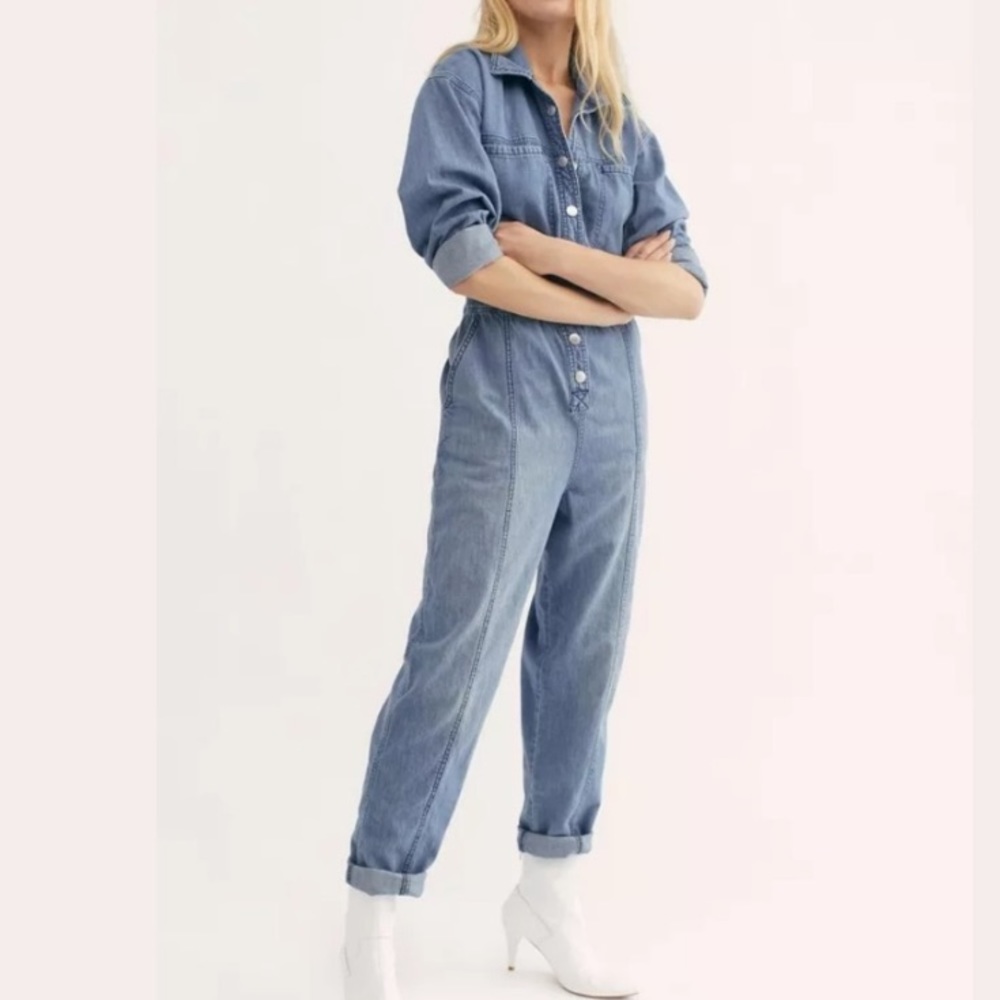 Free People Ari Coverall Denim Jumpsuit Medium